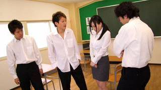 Busty Japanese Teacher - Strict busty teacher is disarmed by a student tube porn video